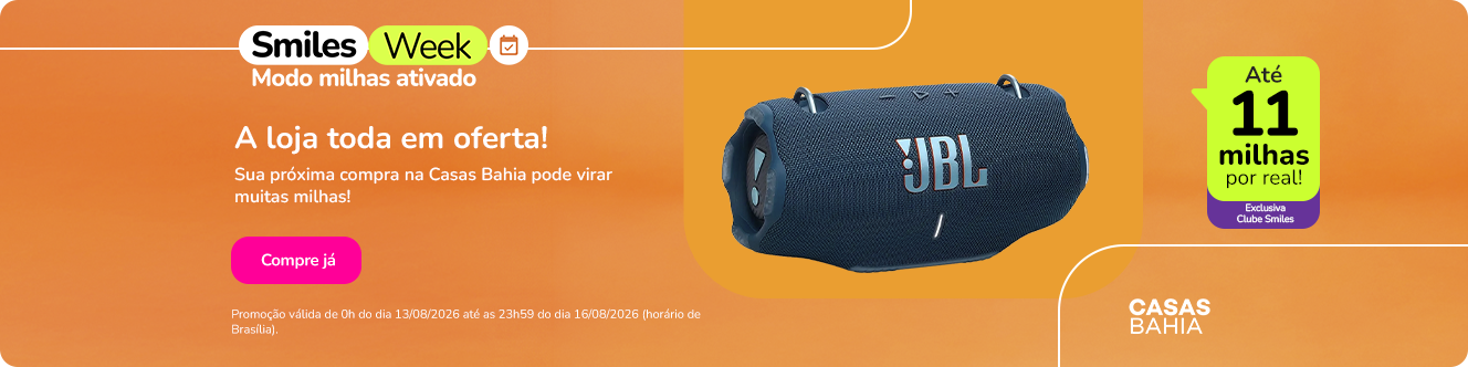 Até domingo, o Shopping Smiles está pagando até 11 milhas por real gasto em produtos da Casas Bahia. Ou seja: comprar uma TV nova pode virar uma baita vantagem para a próxima viagem internacional.

Um bom exemplo é a Smart TV 85" 4K Samsung: assinantes do Clube Smiles Plano 1.000 acumulam mais de 81 mil milhas na compra, quantidade suficiente para emitir um trecho de São Paulo (GRU) para Nova York (JFK) usando a ferramenta Viaje Fácil. Acesso rápido, planejamento e pontos extras - assim que se aproveita uma boa promoção.

A oferta é válida até 16 de agosto, com possibilidade de usar as milhas para garantir a reserva antes mesmo de elas caírem na conta. Vale entrar no Shopping Smiles e simular a sua compra agora.