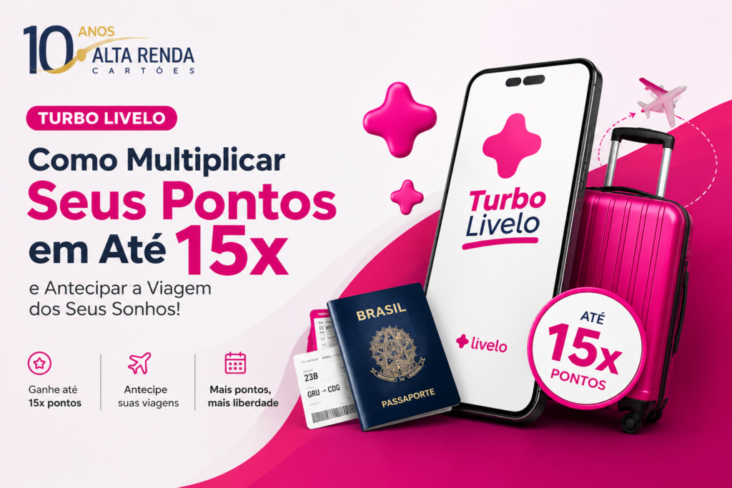 O Turbo Livelo chegou, e é a chance perfeita para quem vive de pontos e milhas. Entre 20 e 23 de agosto, você pode turbinar transações elegíveis dos últimos 12 meses em até 15x, com preço a partir de R$30,50 por 1.000 pontos e desconto extra no Pix.

Se você precisa completar a pontuação para uma passagem, aproveitar transferências bonificadas ou simplesmente estocar pontos a um valor muito abaixo do mercado, essa é a hora. Escolha o multiplicador no app ou no site e receba seus pontos em até 24 horas. A promoção termina dia 23 de agosto, então não perca.