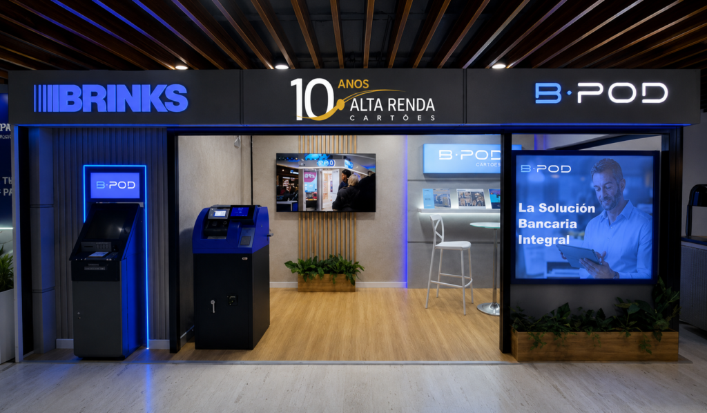 A Brink's Brasil está chamando a atenção na Febraban Tech 2026 com o lançamento do B-POD, um hub bancário modular que promete transformar a forma como instituições financeiras e grandes varejistas mantêm proximidade com o cliente. Como maior gestora de caixas eletrônicos do mundo, com cerca de 175 mil terminais, a companhia vai além da logística de numerário e entrega infraestrutura bancária completa.

O B-POD é uma resposta inteligente e escalável ao fechamento acelerado de agências tradicionais. De quiosques compactos e formatos shop in shop a hubs de serviços completos, a solução pode contar com cofres inteligentes que validam depósitos na hora e liberam liquidez em tempo real, sem o alto custo de uma agência convencional.