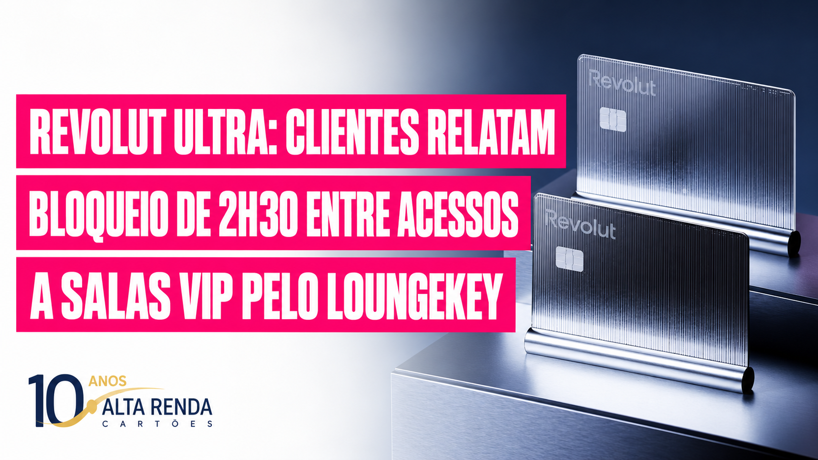 O Revolut Ultra continua anunciado com acesso ilimitado às salas VIP de aeroporto, mas clientes que testaram o benefício relatam algo que a página comercial não conta: um bloqueio de 2 horas e 30 minutos entre uma entrada e outra. Um teste feito para o canal Alta Renda foi travado na segunda tentativa, e um membro da comunidade reportou exatamente a mesma restrição, com o aplicativo exibindo uma contagem regressiva do tipo 'próximo acesso disponível em 1 h e 54 min'.

O ponto crítico é o tempo. Quem registra uma entrada às 10h só consegue registrar outra visita às 12h30, mesmo que tenha saído da primeira sala poucos minutos depois. Para quem gosta de conhecer mais de um lounge durante uma conexão curta, a flexibilidade que justifica o preço do plano evapora sem aviso.

E tem mais: a própria página de ajuda pública da Revolut Brasil menciona uma espera de 30 minutos, o que contradiz o que clientes pagantes veem na tela. Até que a empresa se posicione de forma clara, a recomendação é conferir no aplicativo o horário liberado antes de deixar uma sala para tentar entrar em outra. Transparência não deveria ser um benefício premium opcional.