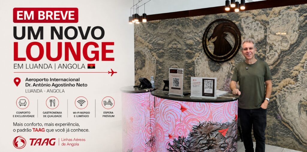 A TAAG está preparando um novo lounge VIP premium no Aeroporto Internacional Dr. António Agostinho Neto, em Luanda, e os primeiros detalhes são animadores. O atual lounge Imbondeiro, com capacidade para cerca de 100 pessoas e vivendo constantemente lotado, vai dar lugar a um espaço moderno e amplo, preparado para receber mais de 200 passageiros simultaneamente.

Além do espaço muito maior, o novo lounge terá suítes com chuveiro, área kids, operação 24 horas, buffet completo com open bar e Wi-Fi de alta velocidade. O acesso será liberado para passageiros da classe executiva e primeira classe da TAAG, além de portadores de cartões elegíveis via LoungeKey e Priority Pass. Uma grande novidade para quem faz conexões em Luanda.