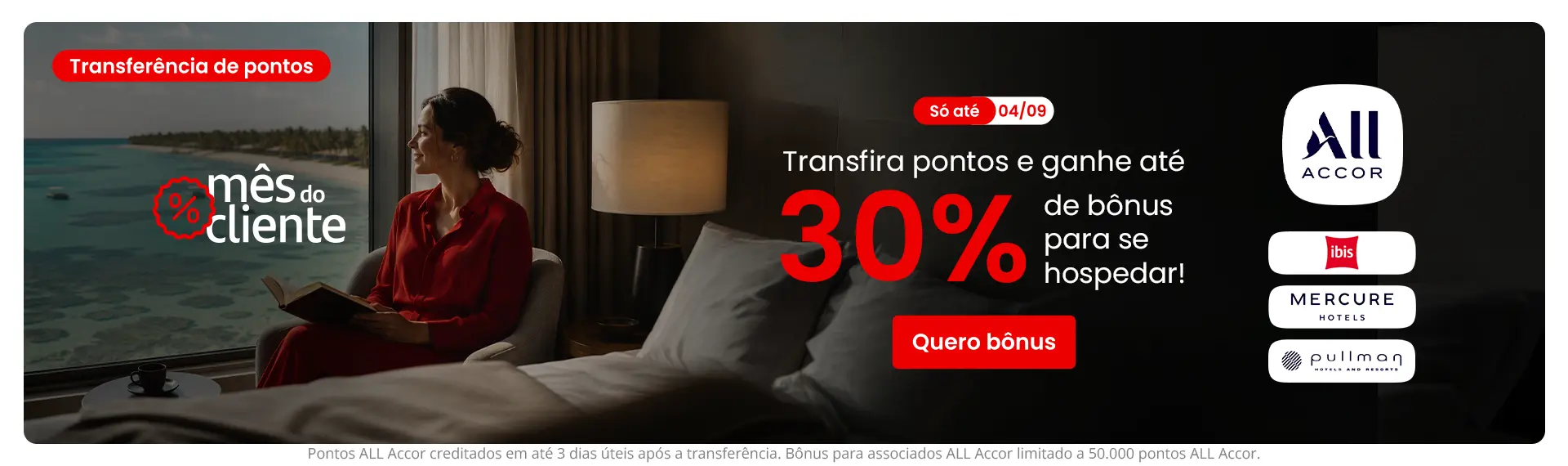 Ótima notícia para quem ama pontos e viagens: associados da Esfera já podem transferir pontos para o ALL Accor e receber até 30% de pontos Reward extras. A campanha vai até 4 de setembro, e o teste feito pelo Passageiro de Primeira mostra crédito imediato, inclusive com o bônus completo para assinantes do ALL Signature.

Na prática, isso significa acesso mais rápido a estadias, room service e experiências exclusivas do ecossistema Accor. Para aproveitar, basta transferir seus pontos da Esfera antes do prazo final. Quem é assinante do ALL Signature ainda ganha 10% adicionais sobre os 20% oferecidos a todos os participantes.