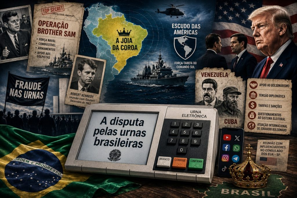 Um ensaio essencial acaba de expor algo inédito nas eleições brasileiras desde a redemocratização: a interferência estrangeira aberta na disputa presidencial de 2026. Com o bolsonarismo apostando numa campanha internacional e a administração Trump ampliando sua influência sobre a América do Sul, a briga deixou de ser apenas eleitoral - virou uma disputa pela soberania nacional.

Do golpismo de 8 de janeiro ao fantasma da Operação Brother Sam, o texto conecta intervenções do passado às ameaças de hoje. A pergunta não é só quem vence a eleição, mas se a extrema direita aceitará o resultado das urnas. A democracia está sendo testada - e o mundo inteiro está olhando.
