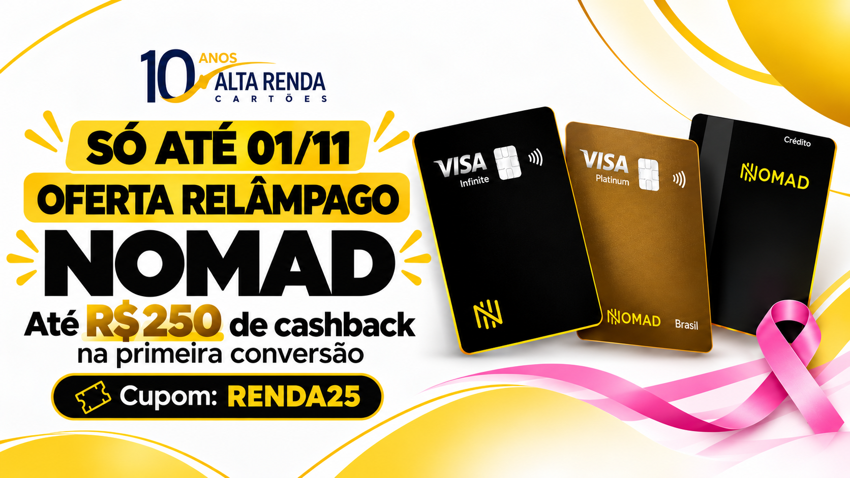 A Nomad está com uma oferta relâmpago para novos clientes que desejam abrir uma conta internacional e converter reais para dólares ou euros. Com o cupom RENDA25, você recebe R$ 0,25 de cashback por dólar ou euro convertido na primeira conversão elegível de até US$ 1.000 ou € 1.000, podendo chegar a R$ 250 de benefício.

A promoção é limitada aos primeiros 300 novos cadastros, então quem quiser aproveitar precisa correr. Para participar, abra a conta com o cupom, adicione saldo em reais e converta pelo menos R$ 50 em até 15 dias após a aprovação. O cashback fica disponível em até um dia útil e funciona como desconto no custo da conversão.

Se você planeja uma viagem ou quer diversificar parte dos recursos no exterior, é uma chance de reduzir o custo da primeira operação. Confira no aplicativo a cotação, os impostos e as condições completas antes de confirmar.