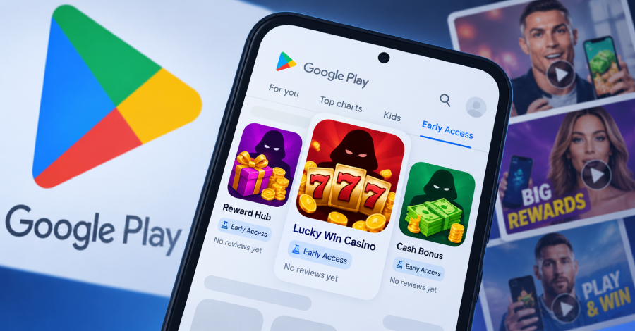 O programa de acesso antecipado do Google Play foi sequestrado, e o estrago é enorme. Pesquisadores encontraram milhares de apps enganosos explorando o recurso que mantém avaliações e notas escondidas, transformando uma ferramenta feita para desenvolvedores em porta aberta para cassinos falsos, falsos esquemas de recompensa e clones que imitam marcas conhecidas, já somando milhões de downloads.

O roteiro é brutalmente simples. As vítimas são atraídas por anúncios no TikTok e no Facebook, alguns com deepfakes de celebridades gerados por inteligência artificial, prometendo dinheiro instantâneo, pagamentos via PayPal e cartões-presente. Quando o usuário chega ao limite de saque, o progresso trava e o dinheiro prometido nunca aparece, enquanto os apps continuam lucrando com anúncios sem fim.

Como esses títulos escapam das regras de jogos de azar e da verificação de idade se disfarçando de caça-níqueis e jogos de quebra-cabeça, os sinais tradicionais de confiança simplesmente não funcionam. Se você quer uma camada extra de proteção no seu aparelho, uma ferramenta de privacidade confiável como a ProtonVPN é um ótimo primeiro passo.