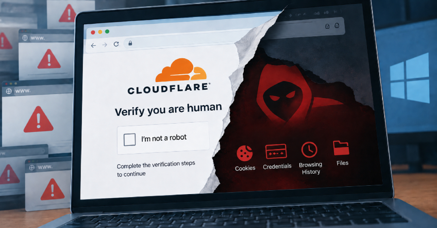 A CERT-UA revelou uma campanha gigantesca escondida atrás de mais de 100 sites comprometidos, todos contaminados com JavaScript malicioso para distribuir um ladrão de informações chamado LunexStealer. A operação, rastreada como UAC-0277, foi identificada em setembro de 2026 e se disfarça como uma verificação de humanidade da Cloudflare.

O truque é brutal pela simplicidade. O visitante é instruído a executar um comando para provar que é humano, e esse comando baixa silenciosamente um pacote MSI malicioso de um servidor remoto. Os atacantes ainda usam contratos inteligentes nas redes Polygon e Ethereum para buscar seus domínios, o que torna qualquer derrubada um verdadeiro pesadelo.

São três variantes do MSI, e a mais perigosa cega softwares de segurança usando um driver AMD vulnerável e dribla as defesas do Windows. Depois de entrar, o LunexStealer instala uma extensão falsa de editor do Word que rouba cookies, credenciais e histórico de navegação, além de controlar o navegador à distância. Fique atento, restrinja a instalação de extensões e nunca cole comandos de estranhos no Executar.

Se você quer uma camada real de privacidade entre você e a web, vale conhecer o ProtonVPN: https://pad.vg/vpn