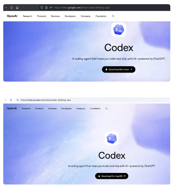 Uma nova campanha de malware está enganando usuários de macOS que pesquisam pelo OpenAI Codex. Em vez de encontrar a ferramenta oficial, as vítimas caem em uma página falsa de download hospedada no Google Sites e são induzidas a colar um comando malicioso diretamente no Terminal.

Esse ataque do tipo ClickFix usa anúncios patrocinados para aparecer no topo do Google e entrega uma cadeia de infecção em múltiplas etapas, terminando com um payload universal Mach-O que roda tanto em Macs com Intel quanto com Apple Silicon. A infraestrutura também imita o Claude Code em páginas relacionadas. A lição é clara: confira sempre os URLs, evite comandos de Terminal de sites desconhecidos e proteja seu tráfego com uma VPN confiável.

Se você é desenvolvedor ou entusiasta de IA baixando ferramentas como o Codex, use somente fontes oficiais. Uma camada extra de segurança pode manter sua máquina longe dessas ameaças cada vez mais convincentes.