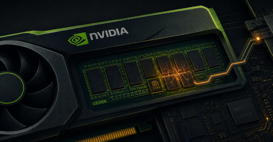 Pesquisadores da Universidade de Toronto revelaram o GPUThor, um novo ataque de Rowhammer que contorna as proteções ECC em GPUs workstation da NVIDIA. O exploit mira a memória GDDR6 das placas RTX A4000, A4500, A5000 e A6000 e usa hammering não uniforme para corromper dados, vencendo a defesa que a NVIDIA indicava como principal mitigação. O resultado é escalonamento de privilégios até o root no host.

Com o ECC ativado, o GPUThor ainda conseguiu gerar erros duplos e corrupção silenciosa de dados, algo que mudou a visão de que ECC era suficiente. Em testes, a RTX A5000 chegou a sofrer 377.552 bit flips por gigabyte. A NVIDIA publicou um aviso de segurança, mas uma correção completa depende de ECC mais forte e de novas defesas na memória para futuras GPUs.

O código do ataque deve ser divulgado em novembro na ACM CCS, o que reforça a necessidade de repensar o compartilhamento de GPUs e a execução de cargas de trabalho não confiáveis em ambientes de alto risco.