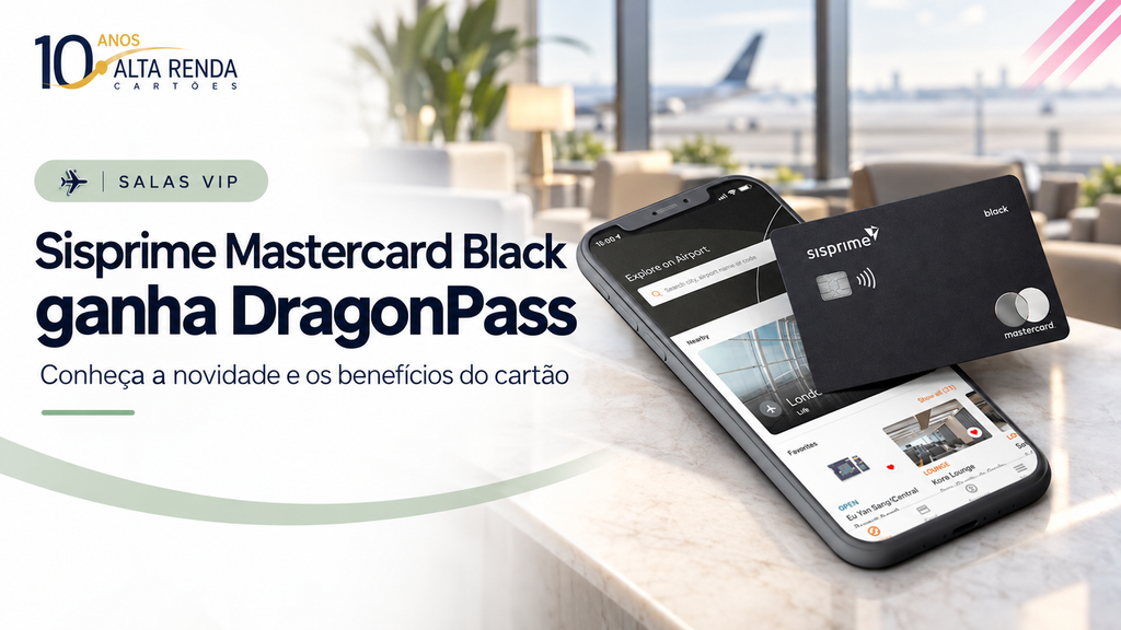O Sisprime Mastercard Black acaba de ganhar um reforço de peso: uma parceria direta com o DragonPass, rede com mais de 1.300 salas VIP espalhadas pelo mundo. Segundo a instituição, é a primeira cooperativa de crédito brasileira a fechar um acordo direto com a plataforma, e o novo benefício se soma ao LoungeKey e ao W Lounge que o cartão já oferecia.

Do lado das recompensas, o cartão segue competitivo: são 2,2 pontos por dólar no crédito e 0,7 ponto por dólar no débito, com pontos que podem ir para Azul, LATAM Pass e Livelo ou ser convertidos em dinheiro para integralizar a Conta Capital do cooperado. Um novo menu de benefícios no aplicativo permite consultar acessos, gerar QR Codes para entrar nas salas VIP, trocar pontos e conferir as vantagens Mastercard em um só lugar.

Atenção ao regulamento: o anúncio não informa a franquia gratuita do DragonPass para o Black, as regras para acompanhantes nem se os acessos são compartilhados com outros programas, então confirme as condições no app antes de embarcar. A anuidade é de R$70 por mês após dois meses grátis e fica integralmente isenta com uso de 30 por cento ou mais do limite de crédito.