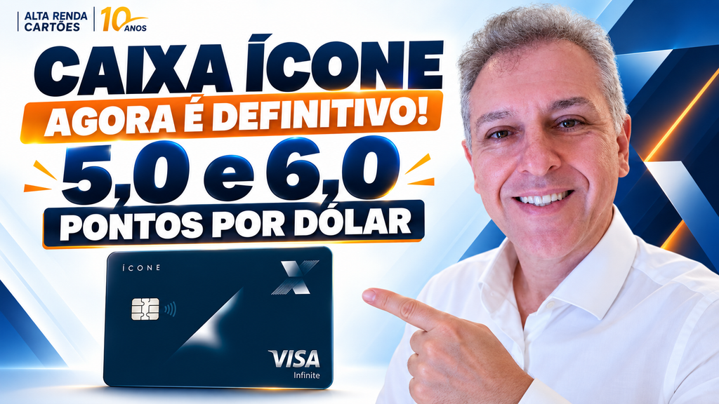 O Caixa Ícone Visa Infinite acaba de ganhar um reforço e tanto: a pontuação de 5 pontos por dólar nas compras nacionais agora é definitiva, enquanto as compras internacionais seguem rendendo 6 pontos por dólar. Isso representa 25% mais pontos do que a regra anterior de 4 pontos.

Os pontos não expiram e o cartão oferece acesso ilimitado a salas VIP para titular e adicionais. A anuidade de R$ 1.650 pode ser 100% devolvida via cashback para quem gasta a partir de R$ 25.000 na fatura mensal.

Com IOF zero nas compras internacionais até janeiro de 2027, o Ícone se consolida como uma arma para quem viaja e compra no exterior. Para otimizar ainda mais os gastos globais, soluções como a Nomad podem entrar no radar.