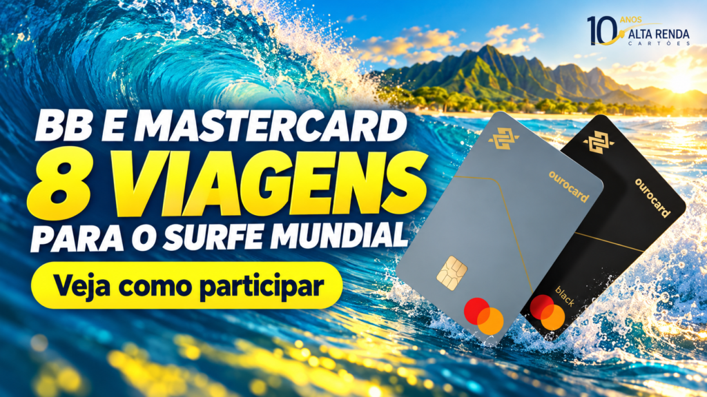 O Banco do Brasil e a Mastercard lançaram a promoção Na Onda com BB Mastercard, e o prêmio é de peso: oito pacotes de viagem completos para duas pessoas, avaliados em mais de R$ 560 mil no total. Quatro deles levam os ganhadores ao Havaí para acompanhar a etapa do lendário Banzai Pipeline em dezembro de 2026, e os outros quatro garantem presença no circuito mundial de surfe de 2027.

Acumular números da sorte é simples. A cada R$ 100 em compras válidas no crédito ou débito você garante um número, e dá para turbinar com frequência de uso, indicação de amigos que rende cinco números extras para cada lado, e multiplicadores por modalidade do cartão que dobram o total no Platinum e triplicam no Black.

A janela já está aberta, mas o timing importa. Compras feitas desde 2 de setembro de 2026 contam mesmo se você se cadastrar depois, porém só as transações concluídas até 4 de outubro de 2026 entram no sorteio do Havaí. Para quem gasta no exterior, uma conta global como a Nomad (código TWUSX2GB7T) combina bem com recompensas focadas em viagem.