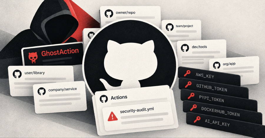 Uma campanha massiva de roubo de credenciais acaba de escalar e deve deixar todo desenvolvedor em alerta máximo. O GhostAction comprometeu cerca de 1.900 contas do GitHub e está mirando mais de 30.000 repositórios, segundo a GitGuardian, com um pico observado em 8 e 9 de outubro de 2026.

Os atacantes injetam workflows maliciosos do GitHub Actions com nomes como security-audit.yml ou github_actions_security.yml e, usando tokens de acesso pessoal roubados, buscam segredos de CI/CD, credenciais de nuvem, tokens do npm, PyPI e DockerHub, além de chaves de API de provedores de IA. O GitHub começou a bloquear o workflow malicioso em 9 de outubro, impedindo duas ondas posteriores de extrair segredos, mas a campanha segue evoluindo e aposta em credenciais não rotacionadas. Rotacione tokens, audite workflows e reforce o acesso aos repositórios agora.