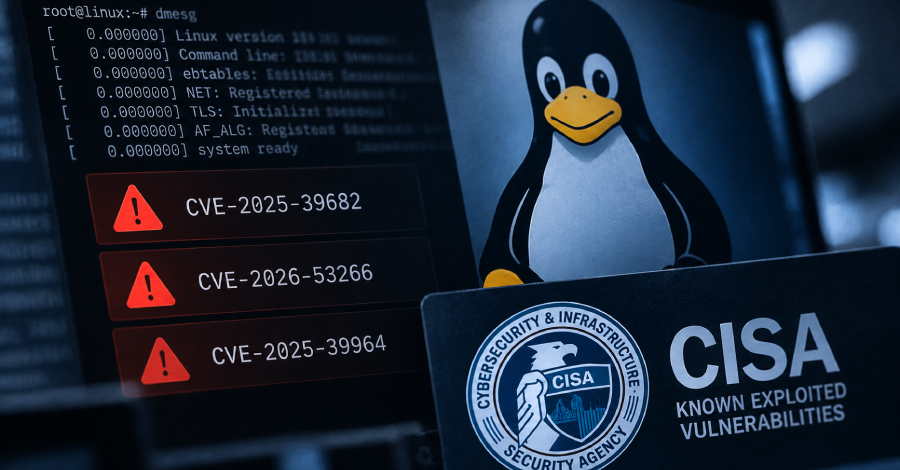 A Agência de Segurança Cibernética e Infraestrutura dos Estados Unidos acaba de soltar um alerta que todo administrador de Linux precisa ler duas vezes: três vulnerabilidades do kernel entraram para o catálogo de falhas exploradas conhecidas porque atacantes já estão usando elas na prática. A mais assustadora, CVE-2025-39682, tem nota 9.8 e fica no caminho de recebimento do TLS, onde pode vazar memória ou derrubar a máquina.

As outras duas não são consolo. CVE-2026-53266 é uma escrita fora dos limites no caminho de reescrita ARP do SNAT do ebtables, abrindo espaço para escalonamento local de privilégios, enquanto CVE-2025-39964 é uma condição de corrida em sockets AF_ALG capaz de corromper resultados criptográficos e travar o sistema. A Red Hat já atualizou seus avisos e classifica o cenário como de alto risco, pedindo prioridade máxima na correção.

Agências federais têm até 21 de setembro de 2026 para aplicar as correções, mas a lição vai além de um prazo. Enquanto isso, o pesquisador Asim Manizada divulgou mais quatro falhas de escalonamento local de privilégios, mostrando que a superfície de ataque do kernel Linux cresce mais rápido do que os times conseguem corrigir. A hora é de auditar, atualizar e parar de tratar patch de kernel como opcional.

Se você trabalha em cafés, aeroportos ou redes compartilhadas, proteger seu tráfego faz parte da mesma defesa. Uma VPN confiável mantém suas sessões criptografadas enquanto seus sistemas se atualizam.