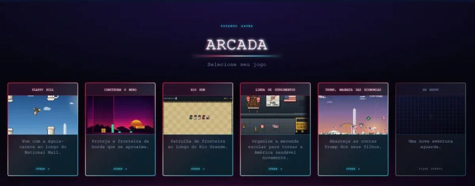 A Casa Branca de Donald Trump lançou jogos de arcade retrô que transformam a caça e a deportação de imigrantes sem documentos em entretenimento. Um dos títulos, inspirado no clássico Snake, recompensa quem captura pessoas atravessando o Rio Grande, enquanto outro, com mecânica de Tetris, propõe construir um muro para proteger a fronteira de uma suposta horda que se aproxima.

Grupos de direitos humanos classificaram a iniciativa como desumanizante e revoltante. A Casa Branca defende os jogos como parte de uma cultura divertida e de sucesso contra a visão socialista sombria dos democratas, enquanto segue ampliando operações recordes de detenção e deportação de imigrantes.