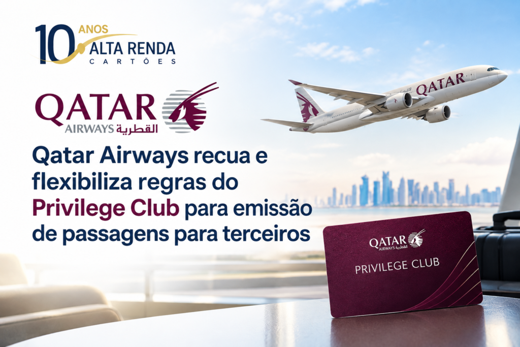 A Qatar Airways acaba de tornar o Privilege Club muito mais flexível. O programa removeu a exigência de acúmulo prévio de Avios para cadastrar beneficiários, facilitando a gestão das listas para todos os membros.

A lista Family & Friends agora permite até 9 passageiros, contra 6 anteriores, enquanto a My List mantém até 4. No total, é possível emitir passagens-prêmio para até 13 terceiros, com membros Gold e Platinum podendo emitir para qualquer pessoa sem cadastro prévio.

A mudança vem após críticas de passageiros frequentes e titulares de cartões de crédito. É uma vitória para quem quer compartilhar milhas com amigos e familiares.