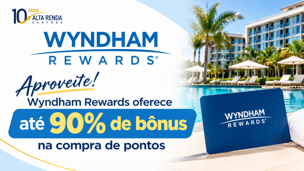 O Wyndham Rewards acaba de lançar sua Oferta de Outono, e o benefício é difícil de ignorar: membros que comprarem a partir de 3.000 pontos no Points.com entre 9 de setembro e 21 de outubro de 2026 podem receber um bônus progressivo que chega a 90%.

A matemática é o que empolga. Com o preço base de US$ 13 por 1.000 pontos e o bônus máximo de 90%, o custo efetivo cai para cerca de US$ 6,84 por milheiro, algo em torno de R$ 38,30. Para quem planeja se hospedar, é uma chance real de turbinar as próximas viagens, e soluções como Nomad e Wise ajudam a lidar com o pagamento em dólar sem sofrer com conversão e tarifas altas.

Atenção: as regras de resgate mudam em 15 de setembro de 2026, quando as noites grátis passam a exigir de 5.000 a 45.000 pontos, e a modalidade Pontos mais Dinheiro também é atualizada. Os pontos caem em até 72 horas, as compras são finais e não reembolsáveis, e o saldo expira após 18 meses de inatividade.