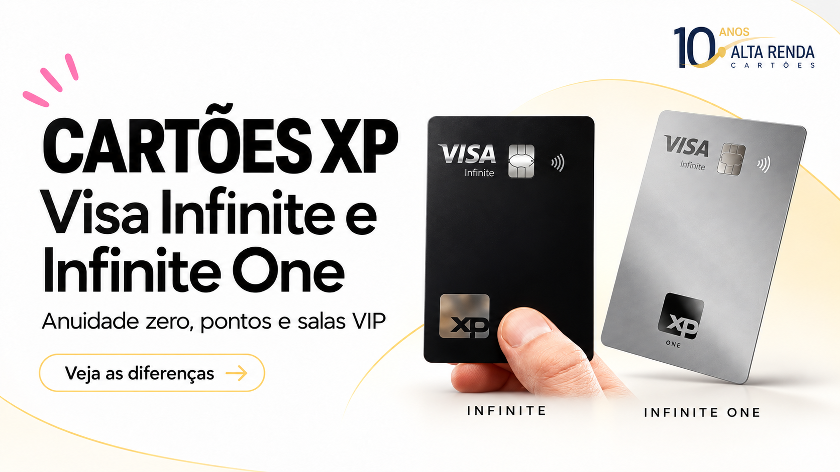 A XP coloca frente a frente dois cartões Visa Infinite sem anuidade, e a escolha passa por patrimônio investido, poder de pontuação e acesso a salas VIP. O Infinite One começa com R$ 5 mil de patrimônio líquido, enquanto o Infinite exige R$ 30 mil e libera acúmulo mais forte de pontos.

O Infinite pode chegar a 3 pontos por dólar com portabilidade de salário ativa, além de quatro acessos anuais a salas VIP. O Infinite One oferece dois acessos e até 1,6 ponto por dólar conforme o valor da fatura. Em compras internacionais, atenção ao IOF de 3,5% e ao spread cambial antes de usar.
