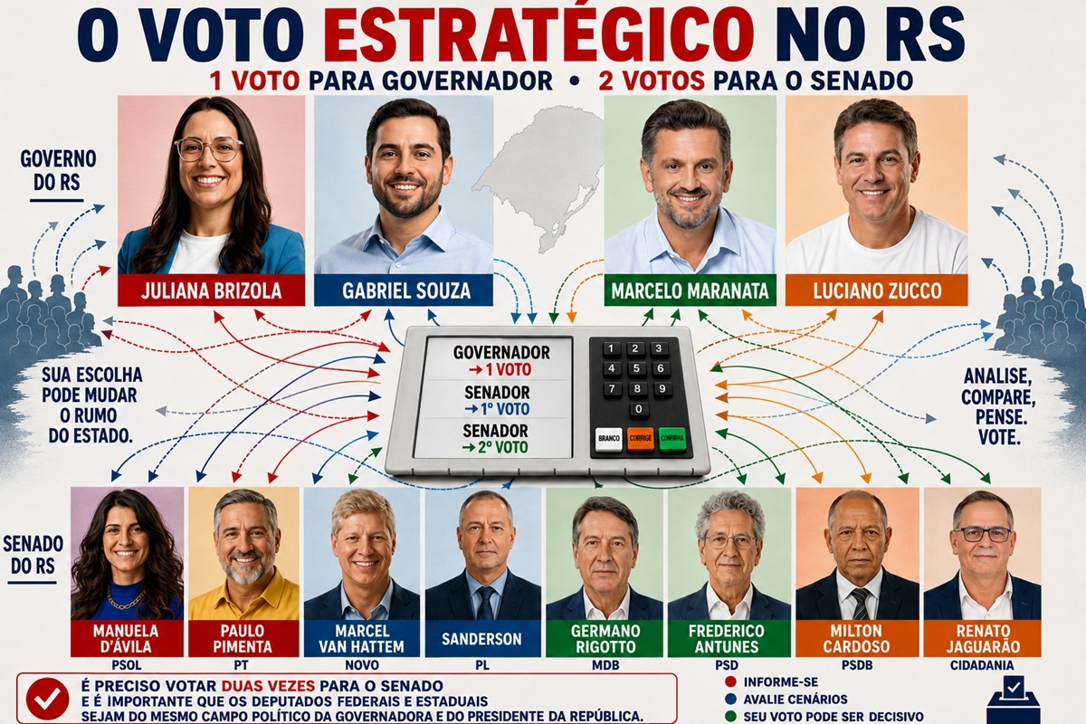 A eleição de 2026 no Rio Grande do Sul ganhou um novo protagonista: a unidade progressista. Pela primeira vez em décadas, brizolistas e petistas disputam o Piratini juntos, com Juliana Brizola (PDT) candidata a governadora e Edegar Pretto (PT) como vice. Manuela d'Ávila e Paulo Pimenta disputam o Senado pelo mesmo campo. O lema resume a virada: 'Lula lá, Brizola aqui.'

Do outro lado, a chapa bolsonarista de Luciano Zucco tenta transformar o estado em trincheira da extrema direita. Mas a história gaúcha mostra que o eleitor sabe usar o voto estratégico para impedir a vitória de quem mais rejeita. Com a centro-direita na disputa, cada voto pode definir quem chega ao segundo turno.

É a chance de derrotar o bolsonarismo nas urnas e provar que a união das esquerdas é um caminho para vencer. O campo progressista está organizado, o risco é real e a disputa pelo RS promete ser histórica.
