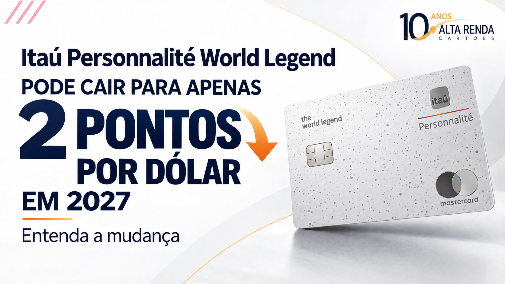 O Itaú Personnalité World Legend pode passar por uma mudança radical a partir de 2027. Segundo as regras informadas, a pontuação e o acesso a salas VIP podem ficar condicionados a gastos trimestrais de R$ 90 mil. Quem ficar abaixo da meta receberia apenas 2 pontos por dólar em compras nacionais e 3 em internacionais, contra 4,5 e 5 na faixa superior.

Para viajantes frequentes, a limitação de salas VIP pode pesar tanto quanto a queda na pontuação. O caso acende um alerta sobre cartões ultra premium: vale comparar anuidade, benefícios realmente usados e regras de acúmulo antes de manter o produto.
