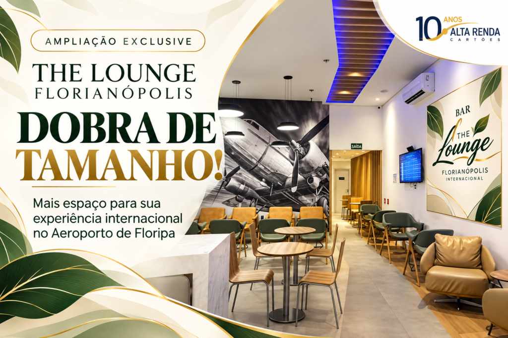O The Lounge Florianópolis Internacional acaba de dobrar de tamanho, oferecendo uma experiência renovada para quem embarca para o exterior saindo de Santa Catarina. A ampliação, inaugurada em 5 de outubro de 2026, aumentou o espaço de 150 m² para acomodar confortavelmente até 120 passageiros sentados, com um segundo buffet completo, um bar dedicado e novas opções de poltronas ultraconfortáveis.

O acesso continua fácil via Priority Pass, LoungeKey ou day use pago na recepção. A sala mantém o Business Center e o Espaço Kids, sendo ideal para viagens a trabalho ou em família. A melhoria reforça a presença da Global Lounge Network no Brasil, que agora soma 17 lounges no país.
