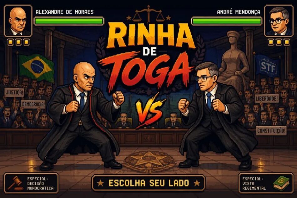 A briga entre os ministros Alexandre de Moraes e André Mendonça virou um newsgame indie gratuito: Rinha de Toga. O jogo de navegador coloca você direto no centro da polêmica envolvendo o STF, com uma pegada satírica e cheia de tensão política.

A chegada do game acontece enquanto a PGR pede a nulidade da investigação contra Moraes, deixando o cenário ainda mais explosivo. Rinha de Toga mostra como desenvolvedores independentes transformam notícias em jogos na velocidade da internet — sem estúdio gigante, sem paywall, só criatividade.