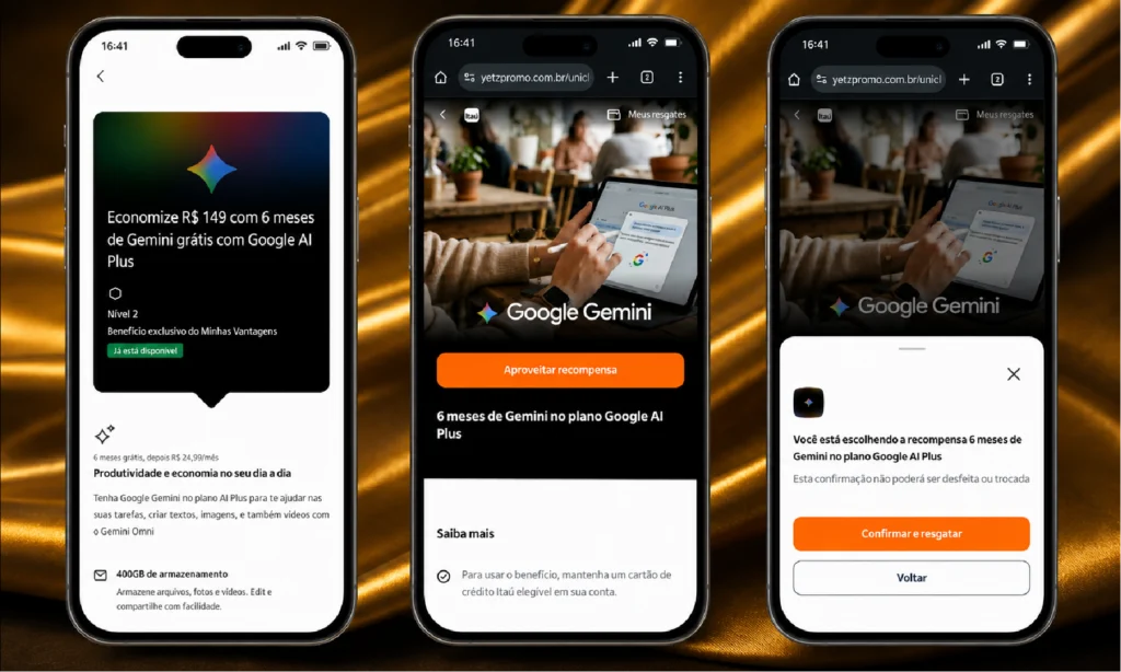 Uma grande virada chega ao mercado financeiro brasileiro: o Itaú se uniu ao Google para oferecer, sem custo, o plano Google AI Plus aos clientes elegíveis, o nível premium que destrava todo o poder do Gemini. O benefício pode durar até 12 meses e é resgatado direto pelo app do banco, sem mensalidade e sem precisar pisar em uma agência.

Não se trata de uma versão reduzida. O plano AI Plus entrega o modelo avançado Gemini Pro, a ferramenta Deep Research para análises profundas, 400 GB de armazenamento em nuvem compartilhados com até cinco pessoas da família, além de geração de imagens, música e vídeos com Nano Banana, Lyria e Omni.

Uma pesquisa da Fundação Itaú com o Datafolha mostra que 93 por cento dos brasileiros já usam alguma ferramenta de IA, mas quase metade admite não entender bem o assunto. Ao colocar inteligência artificial de ponta nas mãos de milhões de pessoas de graça, Itaú e Google transformam uma assinatura premium em utilidade do dia a dia. E se você quer criar seus próprios apps com IA, vale conhecer o Abacus.AI.