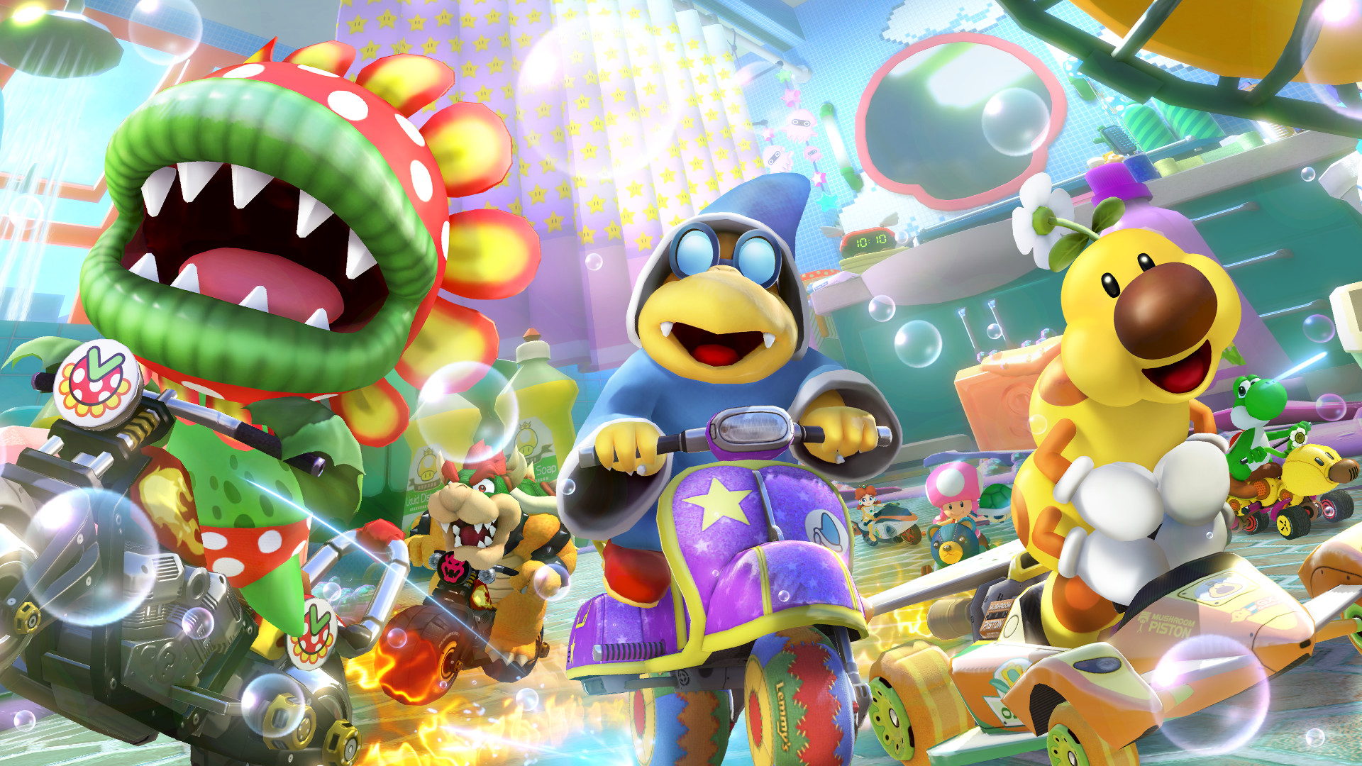 Mario Kart 8 Deluxe acaba de receber a maior atualização para festas até agora. A versão 4.0.0 adiciona suporte a tela dividida para 8 jogadores no Nintendo Switch 2, transformando qualquer sala em uma arena de corrida completa. Os tempos de carregamento são menores, os visuais ficam mais nítidos em telas de alta resolução e o CameraPlay permite colocar seu rosto na pista durante as partidas multiplayer.

A atualização também dá um pequeno aumento de velocidade para todos os pilotos, melhora a movimentação invisível do Boo fora da pista e adiciona um modo V Corrida com 96 disputas para quem tem o Booster Course Pass. É o pretexto perfeito para reunir os amigos e elevar a loucura de Mario Kart a outro nível.