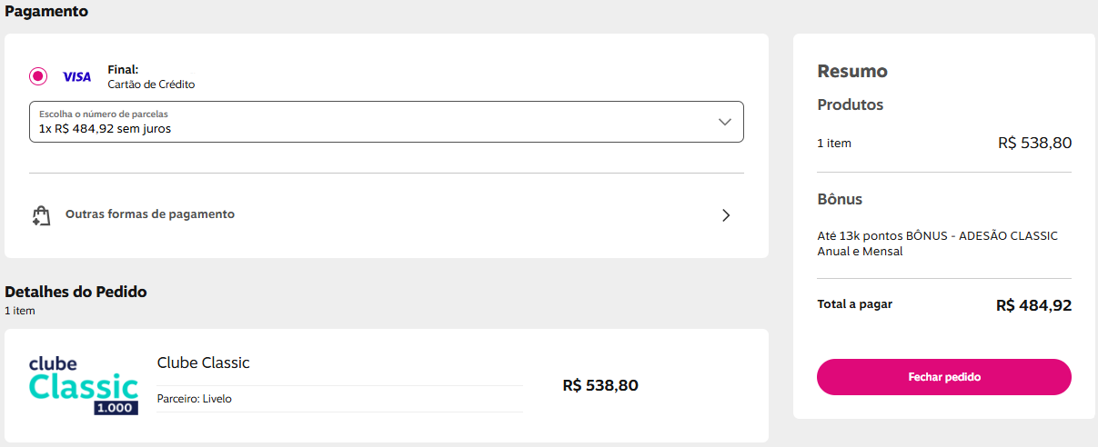 Últimas horas para aproveitar uma oferta imperdível: assine o Clube Livelo Classic e receba até 25.000 pontos em 12 meses. Com o cupom CLUBEPP08, novos assinantes garantem o milheiro a partir de R$ 19,40 no plano anual, um custo muito atrativo para quem quer turbinar a pontuação.

A campanha termina hoje. No plano mensal, são até 24.000 pontos; no anual, até 25.000 pontos com CPM menor. Acesse o site da Livelo, aplique o cupom e comece a acumular pontos agora.