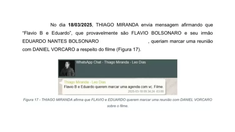 Uma mensagem apreendida no celular do banqueiro Daniel Vorcaro escancara um pedido de Flávio e Eduardo Bolsonaro para tratar do filme Dark Horse, a cinebiografia produzida como homenagem a Jair Bolsonaro. A mensagem foi enviada em 18 de março de 2025, exatamente o mesmo dia em que Eduardo anunciou que permaneceria nos Estados Unidos.

A Polícia Federal agora rastreia os impressionantes us$ 24 milhões negociados para bancar o longa, sob suspeita de que parte do dinheiro tenha ajudado a custear a estadia de Eduardo no exterior enquanto ele articulava pressão contra o ministro Alexandre de Moraes, do STF. Os recursos passaram por empresas de investimento e por um fundo americano controlado pelo próprio advogado de Eduardo.

Eduardo nega qualquer encontro ou conversa com Vorcaro, e a equipe de Flávio se calou. Mas pagamentos atrasados, repasses offshore e um contrato muito acima do custo de produções brasileiras semelhantes continuam desenhando outro retrato: um escândalo que só fica mais pesado a cada dia.