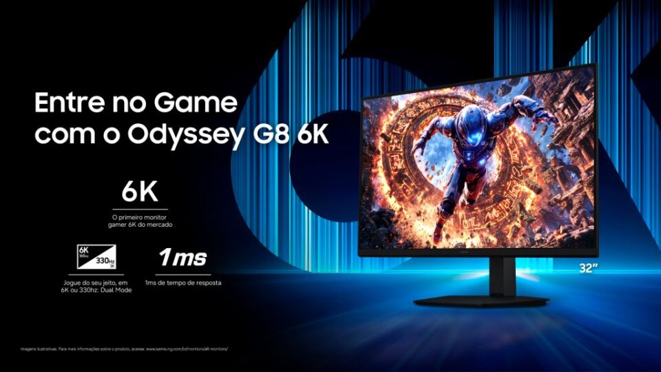 A Samsung detalhou como escolher o monitor Odyssey ideal para cada setup, explicando taxa de atualização, resolução, tecnologia de painel e tamanho de tela para ajudar o jogador a alinhar o display ao uso real. O Odyssey G4 foca em jogos competitivos com até 300 Hz e 1 ms de resposta, enquanto os modelos OLED G5 e OLED G8 apostam em imersão com painéis OLED e QD-OLED e alta fluidez.

Para criadores e quem precisa de detalhes, o Odyssey G8 6K entrega resolução 6K a 165 Hz ou 3K a 330 Hz, mostrando o avanço dos monitores gamer. Em um mercado que muitas vezes empurra upgrades sem fim e decisões guiadas só pelo lucro, o ideal é escolher com base nas necessidades reais, e a indústria precisa valorizar os desenvolvedores e trabalhadores que fazem os jogos valerem a pena.