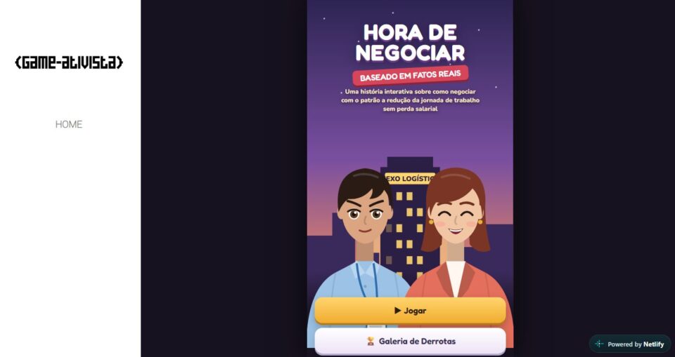 A cena indie brasileira está lançando uma onda de jogos que batem de frente com a extrema direita e figuras como Flávio Bolsonaro. O mais novo, Hora de Negociar, transforma a luta contra a cruel escala 6x1 em um debate jogável.

A premissa é direta e afiada: você trabalha de segunda a sábado e quer reduzir a jornada sem perder salário. Dizem que é só negociar direto com o patrão. Então tenta. Você prepara seus argumentos, entra na sala da Chefe Marina e vê até onde consegue chegar, tudo de graça no celular.

O coletivo Game Ativista cria newsgames que defendem igualdade e justiça social, com títulos como Lula Play e Super Boulos 50. Em tempos de eleição, esses joguinhos carregam um recado altíssimo: trabalhador merece mais do que um patrão preocupado só com o próprio lucro.