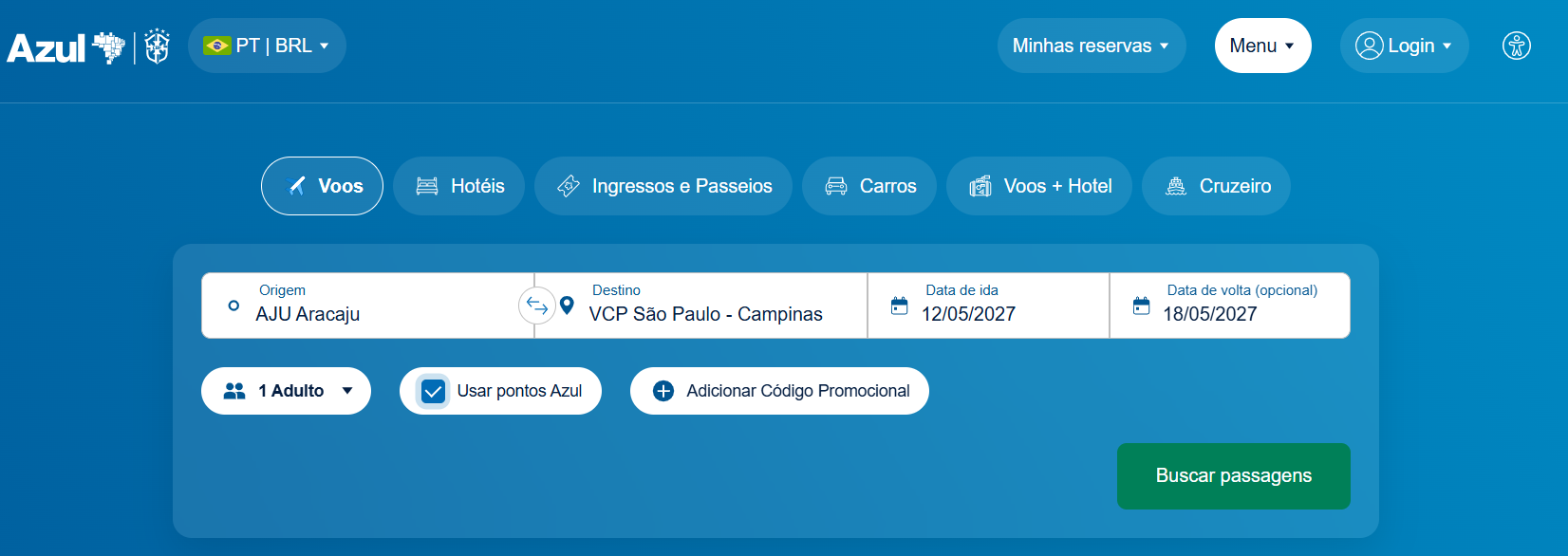Sonhando em viajar pagando menos? Suas milhas e os pontos do cartão de crédito podem transformar esse sonho em realidade. Este guia completo ensina exatamente como emitir passagens aéreas com milhas e pontos, para você conhecer o mundo sem pesar no bolso.

Do sistema de pontos da Azul ao GOL Smiles, LATAM Pass e grandes programas de recompensa como Livelo e Esfera, o passo a passo cobre busca de voos, escolha de tarifas e até combinação de pontos com dinheiro. Viaje de forma mais inteligente e aproveite cada ponto acumulado.

Dica de ouro: transfira os pontos do seu cartão para os programas de fidelidade das companhias aéreas e aumente ainda mais o valor das suas milhas. O mundo está mais perto do que você imagina - comece já a planejar sua próxima aventura.