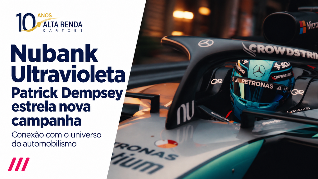 Patrick Dempsey, ator e piloto, é a estrela da nova campanha do Nubank Ultravioleta, que conecta a parceria com a Mercedes-AMG PETRONAS F1 Team ao universo financeiro de alta renda. O filme usa a precisão e a confiança do automobilismo para mostrar uma conta completa que antecipa necessidades e cuida dos detalhes.

A ação também terá bastidores com o ator, um segundo filme com os pilotos Kimi Antonelli e George Russell e a Nubank House, experiência imersiva de 4 a 8 de novembro com réplica oficial do carro, itens históricos, simuladores e desafios de pit stop. A entrada é gratuita e exclusiva para clientes Nubank, com reserva antecipada pela Sympla.