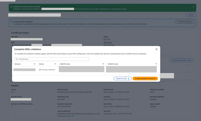 Mudanças importantes estão chegando ao AWS Certificate Manager. A validação por e-mail para certificados públicos será descontinuada ao longo de 2027, com o fim de novas solicitações em 31 de março de 2027 e o fim das renovações em 30 de setembro de 2027. É um movimento forte rumo a uma segurança na nuvem mais robusta e automatizada.

A boa notícia? Migrar para a validação DNS está mais simples do que nunca. A AWS está atualizando a API UpdateCertificateOptions para que você troque o método de validação sem alterar o ARN do certificado. Basta adicionar o registro CNAME fornecido em até 72 horas e o ACM cuida das renovações automaticamente. Usuários do CloudFront também terão a validação HTTP como alternativa.