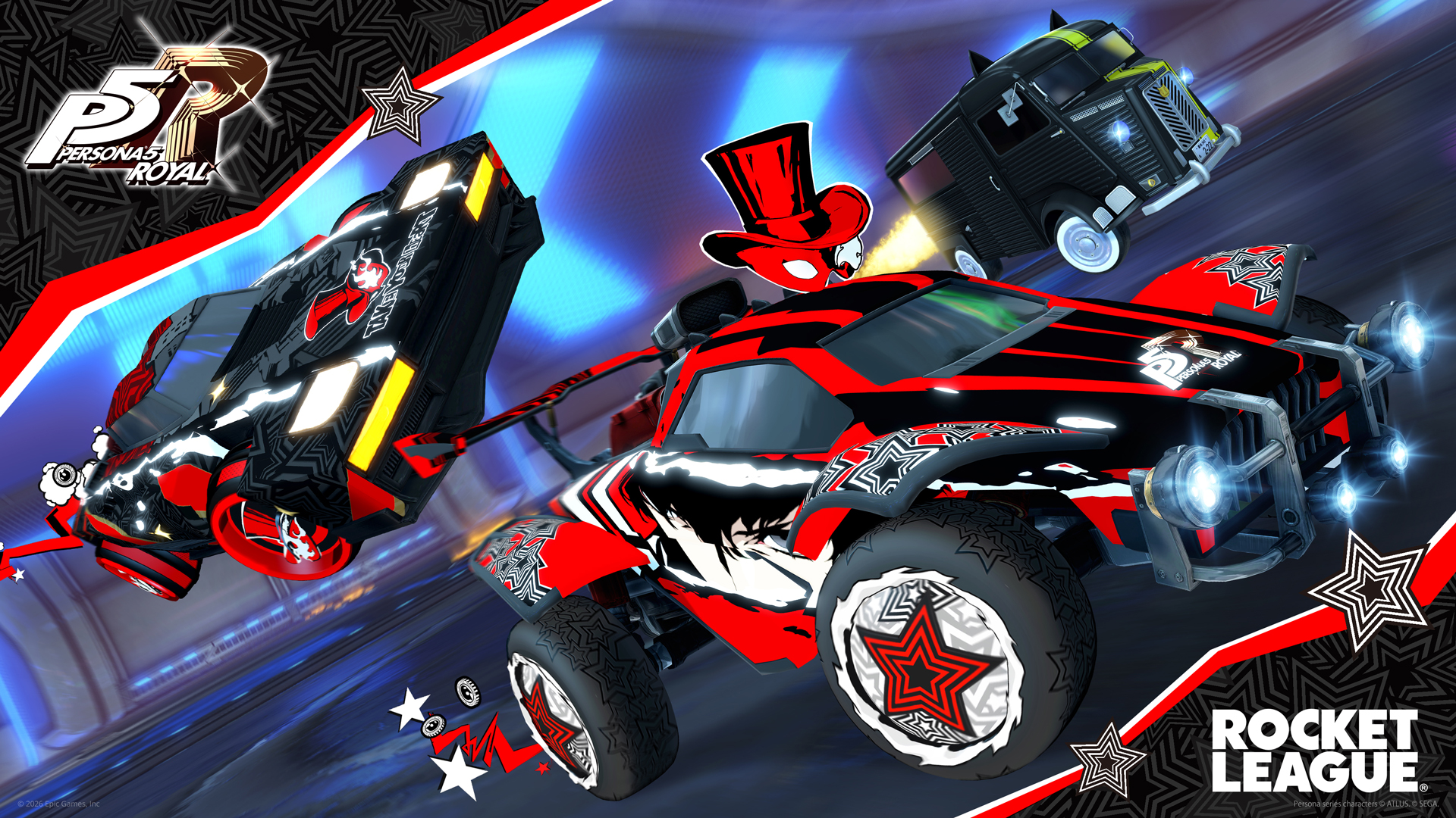 Persona 5 Royal acabou de invadir dois dos maiores jogos gratuitos do planeta. O RPG cultuado da Atlus ganhou um crossover completo com Fortnite e Rocket League, levando o estilo inconfundível dos Phantom Thieves para milhões de jogadores de uma só vez.

No Fortnite, as skins de Joker e Panther, além de mochilas e picaretas temáticas, já estão disponíveis. Já no Rocket League, os jogadores podem correr atrás de recompensas de desafio por tempo limitado, como as rodas Trickstar, o boost e o rastro da ficha da Morgana, decais inéditos e um novo título.

O evento do Rocket League termina em 12 de outubro, então não dá para perder tempo. Com Persona 6 ainda distante, essa é a desculpa perfeita para voltar ao mundo dos Phantom Thieves.