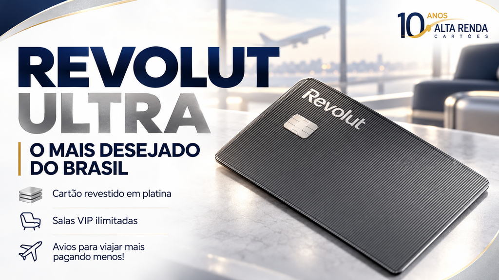 A Revolut apresentou seu plano mais premium até hoje e ele foi desenhado para quem vive e viaja entre países. O Revolut Ultra traz um cartão revestido em platina, um cartão de débito global e um cartão múltiplo com funções de débito e crédito, além de um sistema de recompensas que acumula RevPoints tanto no crédito quanto no débito. Isso significa mais flexibilidade para montar um saldo de pontos, seja nas compras do Brasil ou nos gastos durante a viagem.

Os benefícios principais são difíceis de ignorar: acesso ilimitado a salas VIP para o titular pela rede LoungeKey, até R$ 20 mil por mês em câmbio com spread zero e isenção de IOF no plano Ultra, e RevPoints que transferem na paridade 1:1 para programas como Iberia, British Airways, Qatar Airways, Finnair, Aer Lingus e Vueling. Uma boa estratégia de pontos combinada com câmbio inteligente pode transformar gastos do dia a dia em assentos na executiva e tempo de lounge nas conexões.

O plano ainda inclui 20 créditos mensais no ClassPass para ajudar a compensar o custo e uma promoção de boas-vindas que dá 3.000 RevPoints de bônus para novos clientes. Para quem viaja com frequência, o Ultra é uma ferramenta séria para extrair mais valor de cada transação. O caminho é pesquisar o resgate, comparar disponibilidade de Avios com o preço em dinheiro e transferir apenas quando a conta fecha a seu favor.