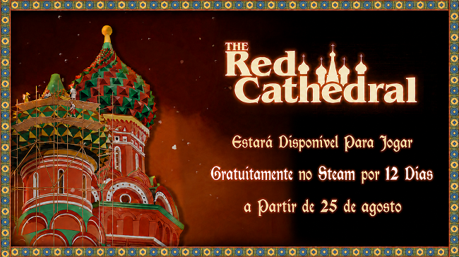 O premiado jogo de tabuleiro The Red Cathedral está chegando às plataformas digitais neste outono — e a Devir vai liberar o jogo de graça no Steam por 12 dias, de 25 de agosto a 6 de setembro. Dá tempo de sobra para mergulhar em um dos jogos de estratégia mais elogiados dos últimos anos antes do lançamento para PC, Android e iOS.

Com mais de 100 mil cópias vendidas no formato físico e várias indicações internacionais, esta edição digital leva a icônica mecânica de rondel para um público novo. Construa a catedral mais impressionante, gerencie seus recursos com sabedoria, lide com o clero e as guildas e conquiste o favor do czar. Jogue sozinho contra três níveis de IA ou dispute com até quatro jogadores em multiplayer local e online, com suporte multiplataforma. Fácil de aprender, difícil de dominar e com replay quase infinito.